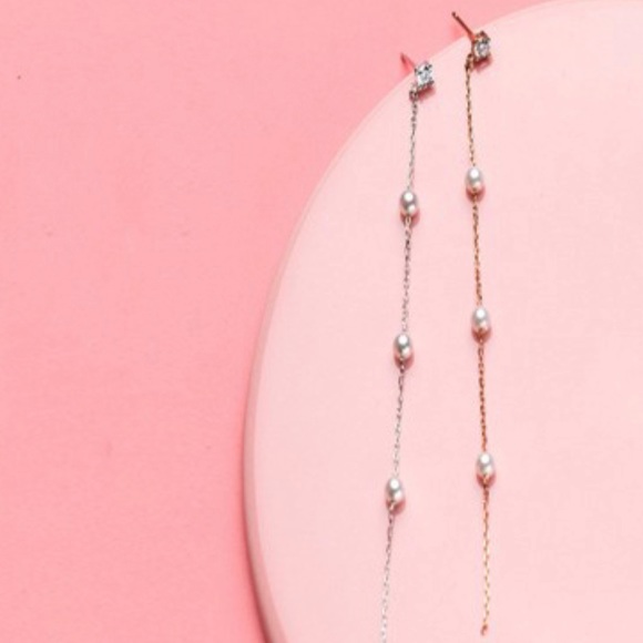 NEW 925 SILVER DIAMOND PEARL EARRINGS - Picture 3 of 4